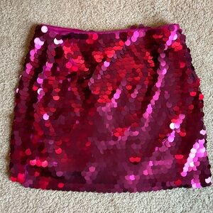 Gianni Bini GB junoir sizing pink sequin disco mini skirt zip up